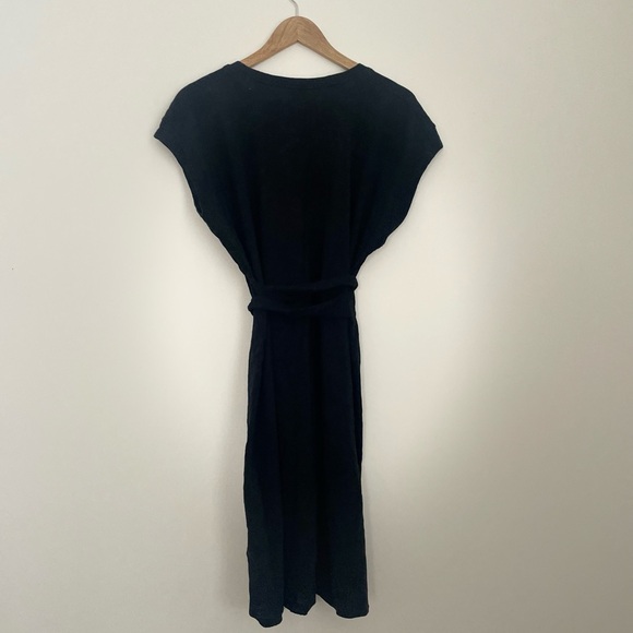 J.Crew Factory - Versatile Knit Tie-Waist Cotton Mini Dress Size L Black - Picture 7 of 10